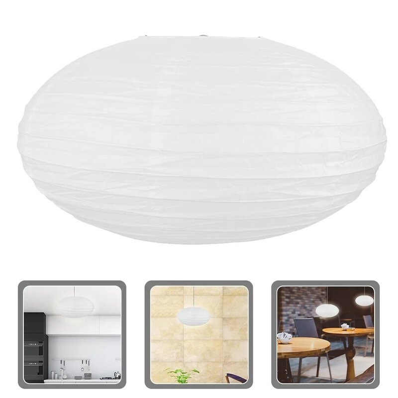 Linterna de papel colgante blanca, pantalla de lámpara de techo, cubierta de luz de mesa de bola