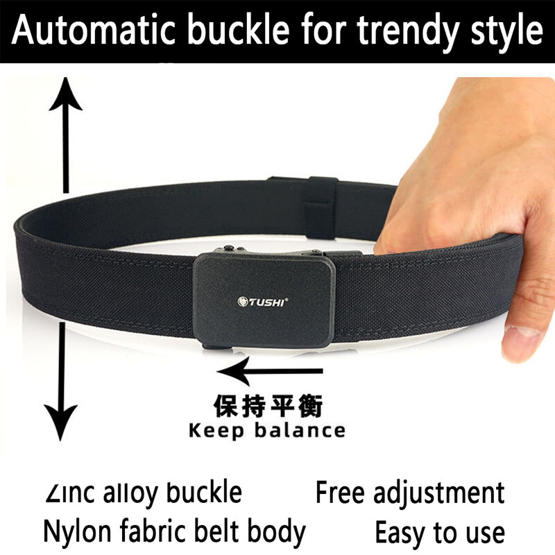 TUSHI New Military Belt for Men Sturdy Nylon Metal Automatic Buckle Police Duty Belt Tactical Outdoor Girdle IPSC Accessories
