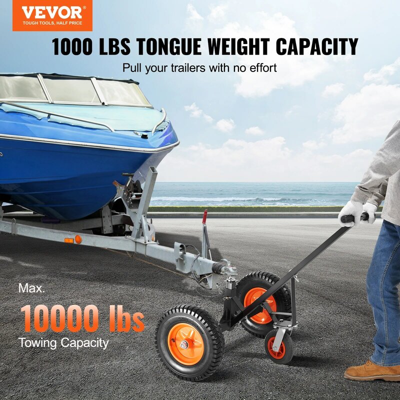 Vevor1000lbs舌調整可能なトレーラー台車炭素鋼トレーラー可動rvボートキャッパージャック用ユニバーサルホイール部品