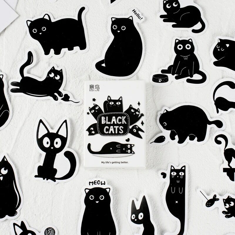 علامات سلسلة القطط السوداء لتزيين ألبوم الصور ، ملصق التسمية ، 12 عبوة لكل مجموعة