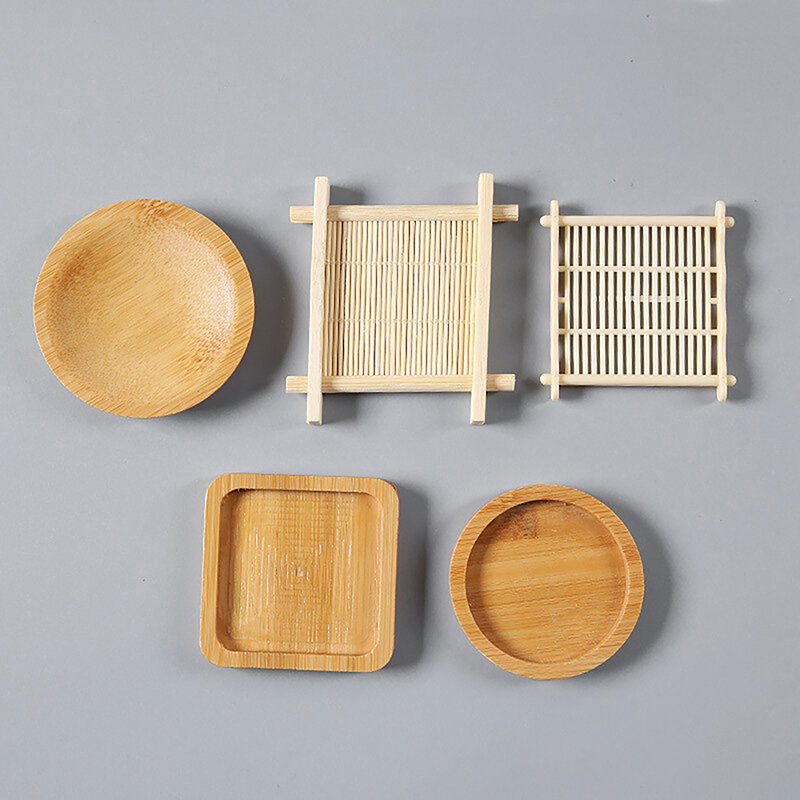 Kubek bambusowy mata stolik do herbaty podkładki Coaster restauracja domowa kuchnia salon naturalne akcesoria Retro wystrój
