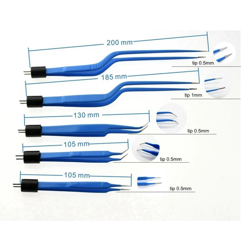 Pincettes d'électrocoagulation bipolaires à baïonnette AHA, pour unité électrochirurgicale 105/130/185/200MM