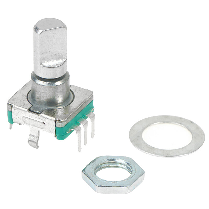 Potensiometer Digital Audio 5 Pin poros 15mm nomor pemosisian 30 putaran tipis EC11 logam rotasi 360 derajat