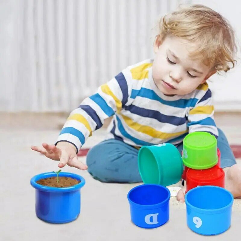 9 pz/set tazze impilabili per bambini giocattoli figure educative precoci lettere fold Stacking Tower Baby Intelligence Training Toy Gifts