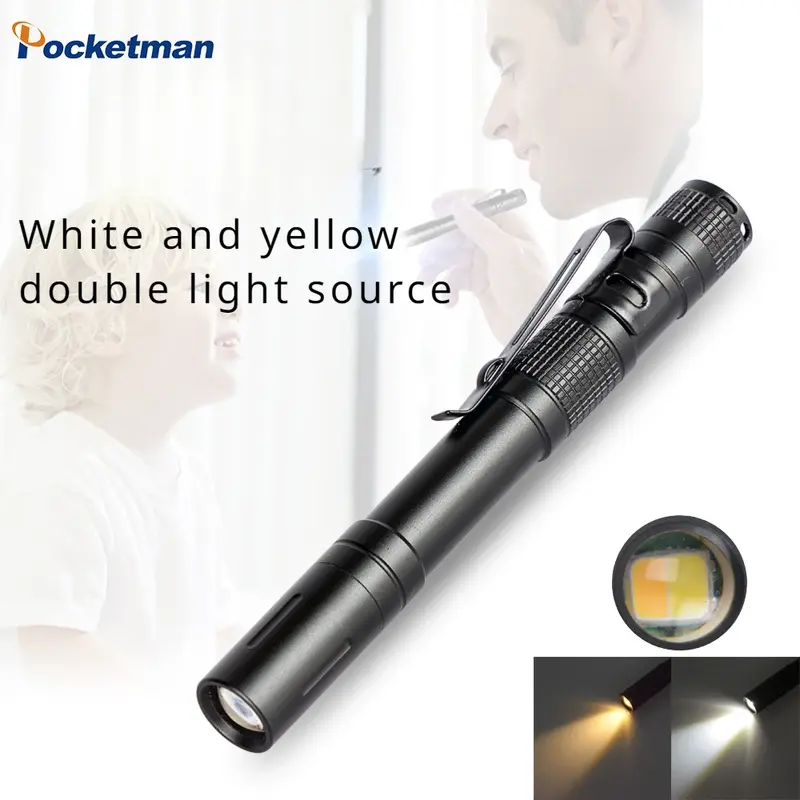 Mini lanterna portátil para médico e enfermeira, Luz de caneta de primeiros socorros Luzes amarelas e brancas Lanternas médicas, Lanterna de emergência