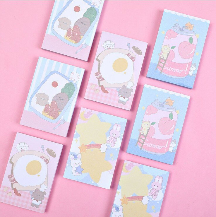 Kawaii Notes coreano Ins Cute Cartoon Girl Sticky Notes per studenti Sticker Notes Memo Pad forniture fisse carine