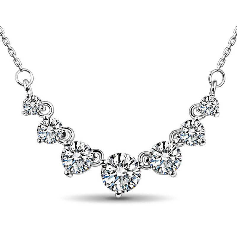 Mit Zertifikat Halo Moissanite Halskette Für Frauen Ketten Solide 925 Silber Hochzeit Frau Schmuck Trend Geschenk Pass Diamant Test D