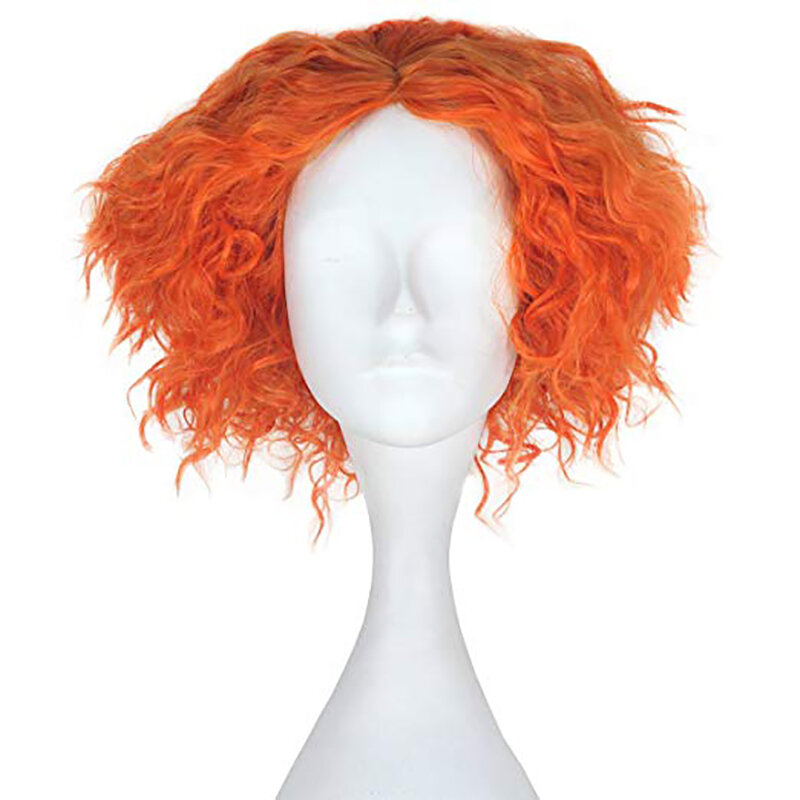 HAIRJOY Costume Wigs Orange Short Curly Wig Synthetic Wig Anime Cosplay Wig For Halloween Cosplay Party