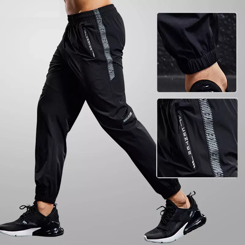 Быстросохнущие спортивные штаны, Мужские штаны для бега с карманами на молнии, тренировочные джоггеры, спортивные брюки, повседневные спортивные штаны для фитнеса