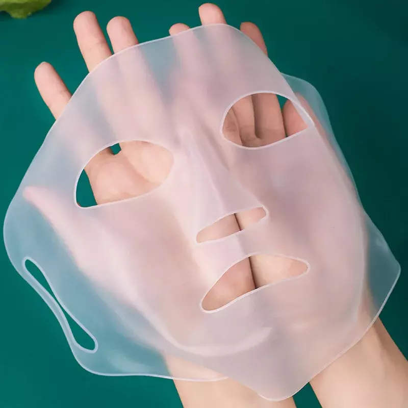Máscara facial de silicone reutilizável, 2 cores, reutilizável, levantamento da orelha, anti rugas, anti-rugas, hidratação, cuidados com a pele