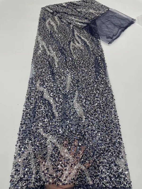 Новейшая французская Тюлевая кружевная ткань 2024, Высококачественная африканская кружевная ткань для жениха с блестками для вечерних нарядов
