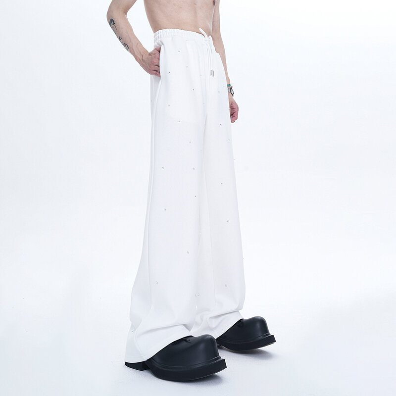 FEWQ-Calça casual masculina, moletom com cordão solto, tendência da moda streetwear, nova estrela, verão, 24X9093