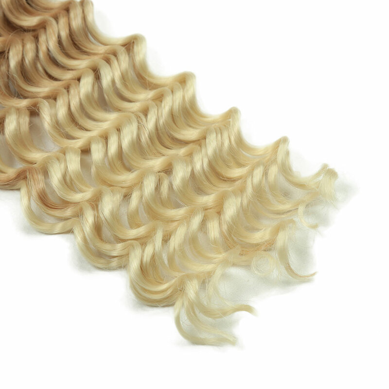 女性のための柔らかい人工毛エクステンション,ディープウェーブのかぎ針編みのベビーヘア,22インチ