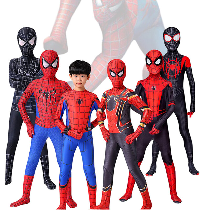 New Miles Morales Far From Home Cosplay Costume Zentai Costume Superhero Bodysuit Spandex Suit for Kids Custom Made