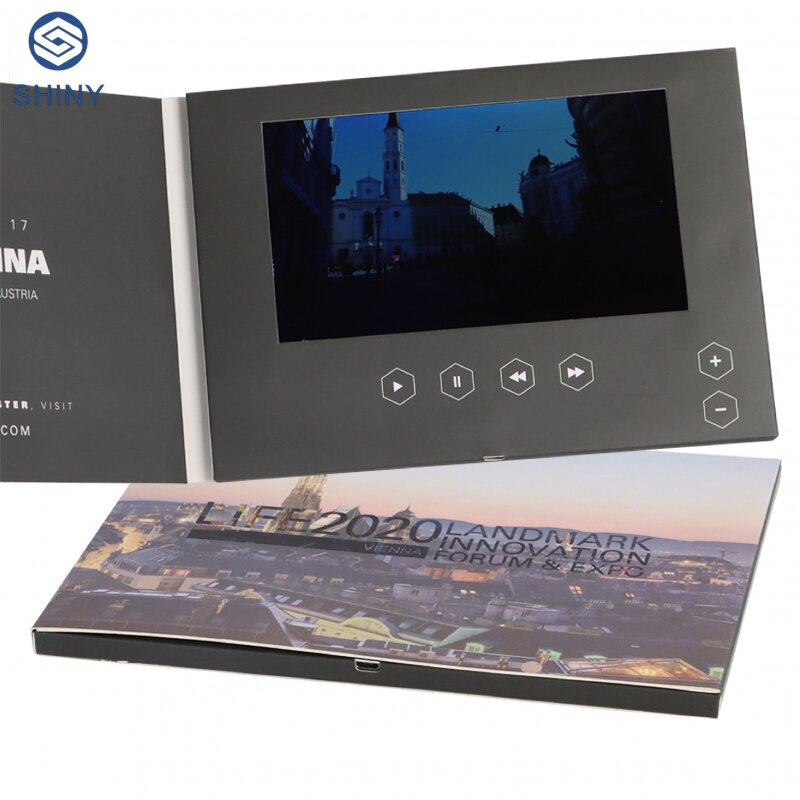 Kunden spezifische 10-Zoll-benutzer definierte Druck hochzeits einladung sgruß karte LCD-Bildschirm Video buch 7-Zoll-IPS-Bildschirm Video broschüre