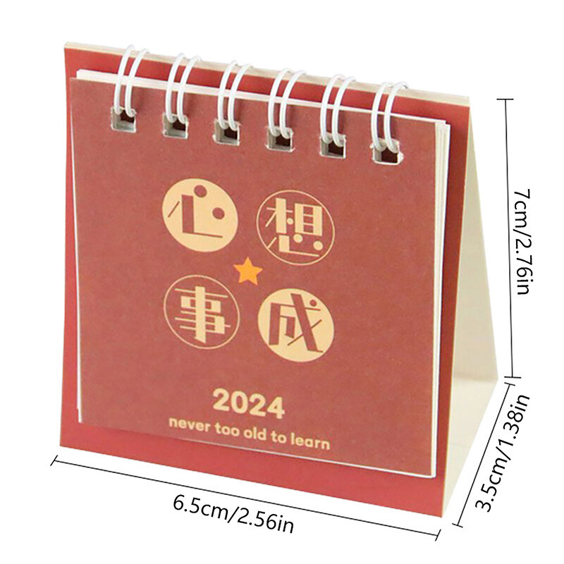Mini Desk Calendário com Registro, Planejador Mensal, Escritório e Material Escolar, Acessórios de Mesa, Decoração, 2024