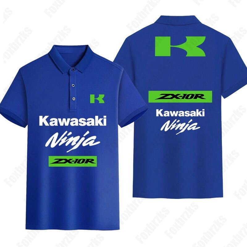 Summer New Men Women Kawasaki Polo Shirt Motorcycle Heavy Locomotive Short Sleeve Boys Loose Casual KID/Adult Team Top