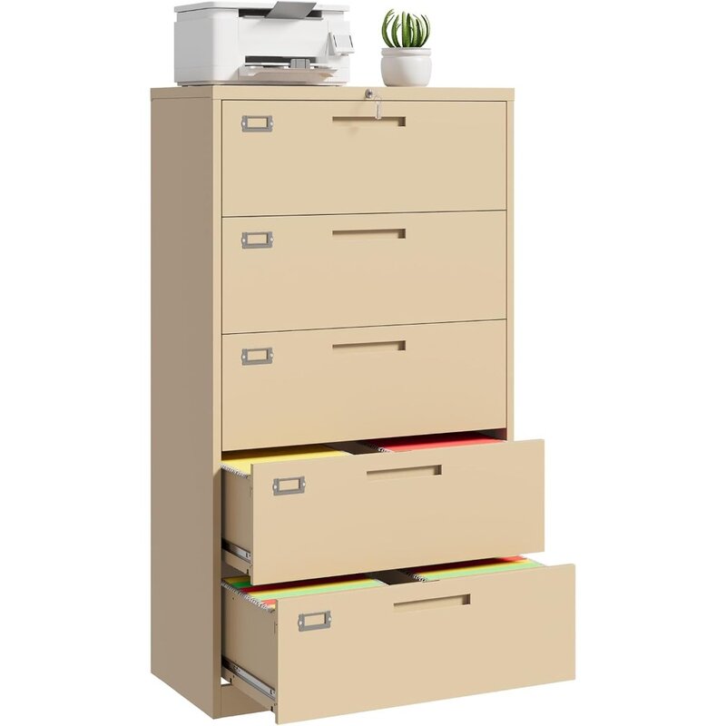 Kabinet File 5 Laci, kabinet arsip Lateral dengan kunci, lemari File logam untuk rumah kantor, Kabinet Kantor untuk berkas gantung