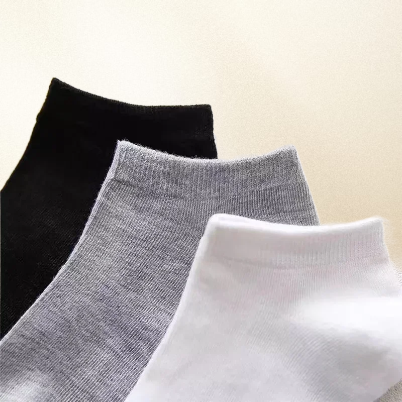 Chaussettes fines en coton et polyester pour hommes, respirantes et douces, noires et décontractées, bateau de rinçage, printemps et été, 10 paires