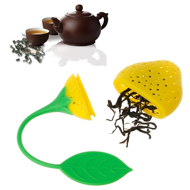 Śliczne silikonowe truskawkowe sitko do liści herbaty ziołowy zaparzacz do przypraw filtr dyfuzor Drop Shipping