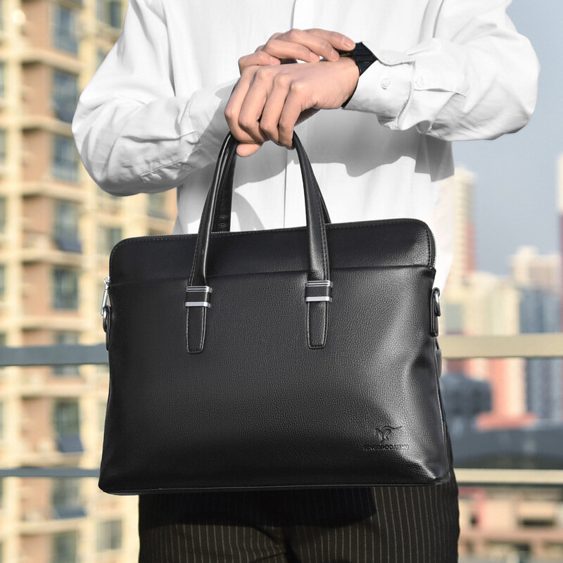 Leder Laptop 15 Zoll Aktentaschen für Männer Designer Dokumente Business Tote Handtasche Schulter quadratische Seite Umhängetasche Portfolio