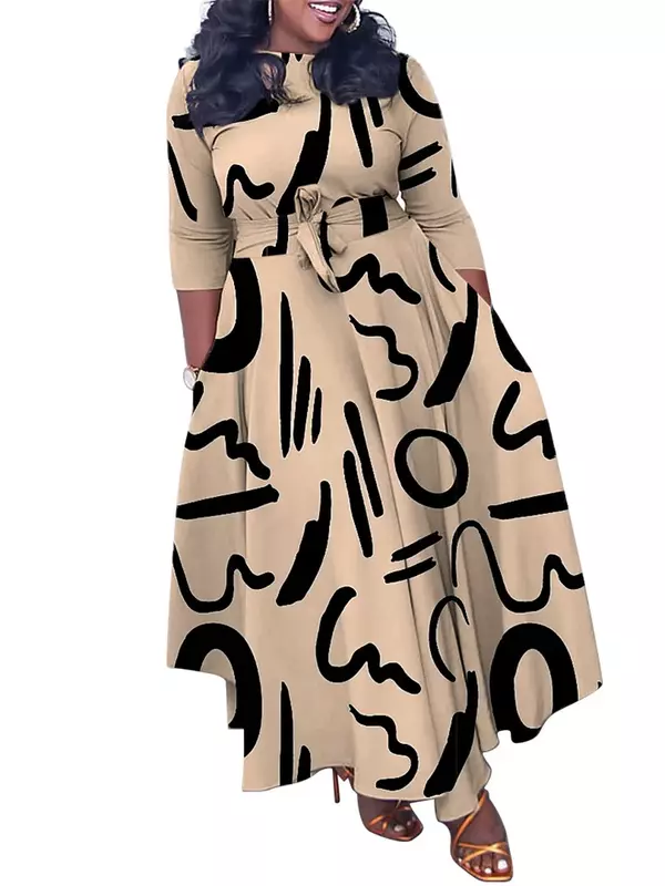 Wmstar sukienka damska Plus Size modne sukienki Maxi z długim rękawem duże obszycie jesienne ubrania sprzedaż hurtowa Dropshipping z bandażem
