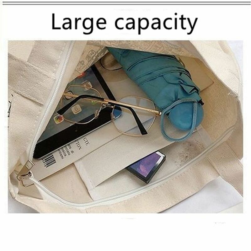 Tas belanja buku tas belanja tas ramah lingkungan ringan untuk siswa wanita tas bahu tas Tote tas kanvas tas pelajar