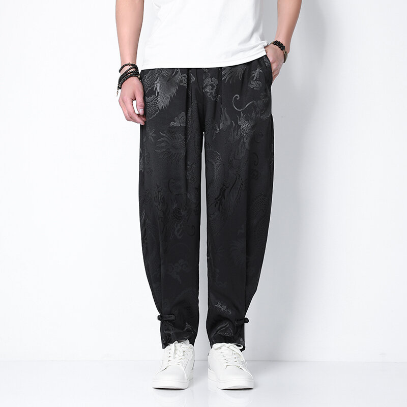Pantalones de pierna ancha para hombre, ropa de calle estilo Harajuku, harén Vintage, informales, holgados, novedad de verano