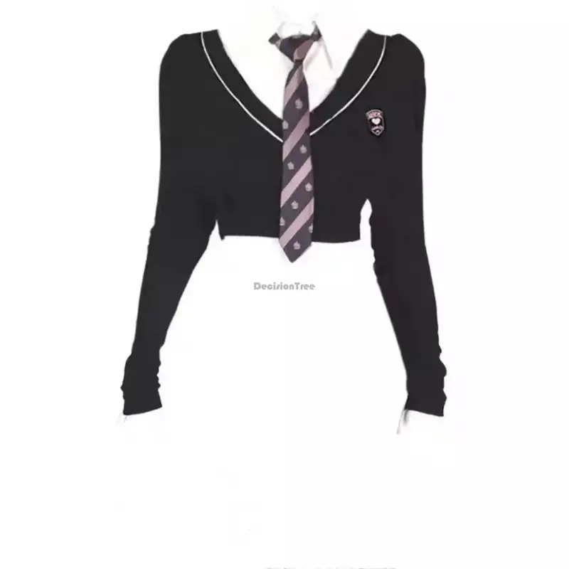 Новинка 2023, Модная стильная повседневная униформа jk в Корейском стиле для девушек, шикарная рубашка с длинным рукавом, Милая Сексуальная Однотонная юбка для ягодиц jk, Женский комплект