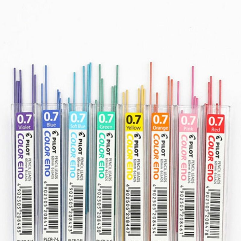 Pensil mekanik multiwarna Lead 0.7mm 2B pena grafit warna-warni Lead pensil otomatis isi ulang menulis aksesoris Gambar