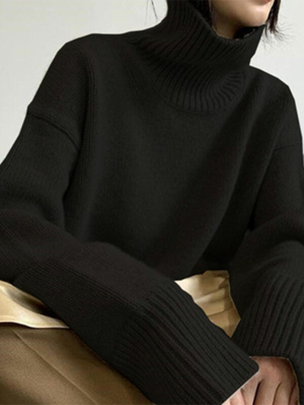 Street Turtleneck Sweater Women 2023 Autumn Winter Long Sleeve Cashmere Female Knitted Pullover Loose Lady Thicken Knitwear
