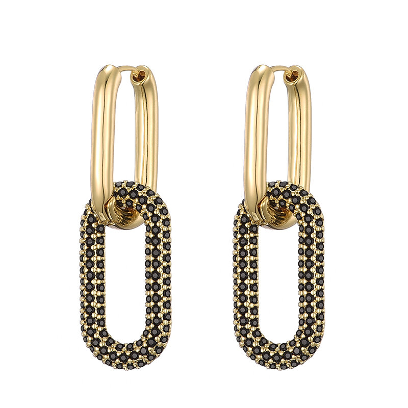 LOVBEAFAS marca oro colore geometrico ovale rettangolo orecchini a cerchio per le donne zircone gioielli da sposa eleganti orecchini pendenti femminili