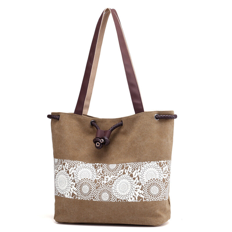 Nuova borsa da donna monospalla in tela stile etnico con una borsa con stampa retrò