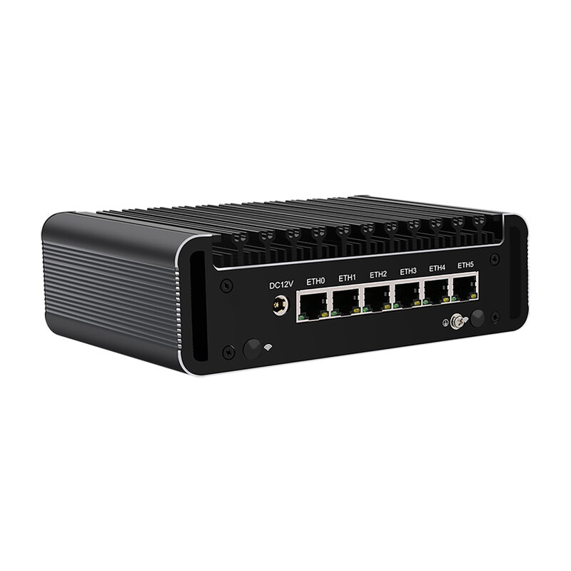 HUNSN RJ25, urządzenie Micro Firewall, Mini PC,Intel I5 1135G7/ I7 1165G7,VPN,Router PC,AES-NI,6 x Intel I211,COM,HD,4 x USB3.1