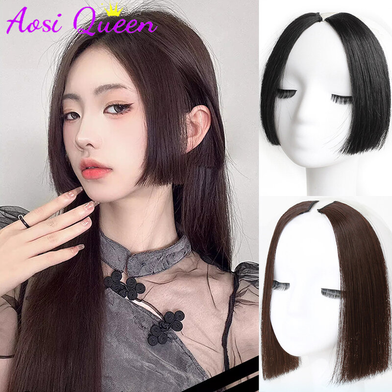 AOSI-Peluca de cabello sintético para mujer, en ambos lados de princesa flequillo plano de corte, estilo de horquilla, largo, Natural, Lolita ji