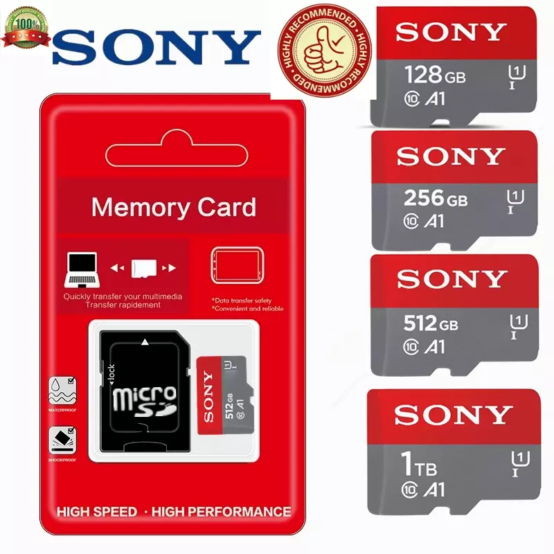 ด้านบน SONY อัลตร้าไมโคร SD 128/256/512GB 1TB Micro SD การ์ด sd/tf แฟลชการ์ดการ์ดความจำ32 64 128 GB microSD dropshipping สำหรับโทรศัพท์