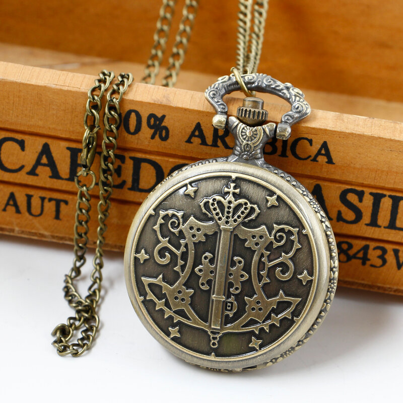 Vintage Quartz relógio de bolso com caixa redonda, antigo esqueleto relógio, colar de pingente, relógio presentes, CF1390