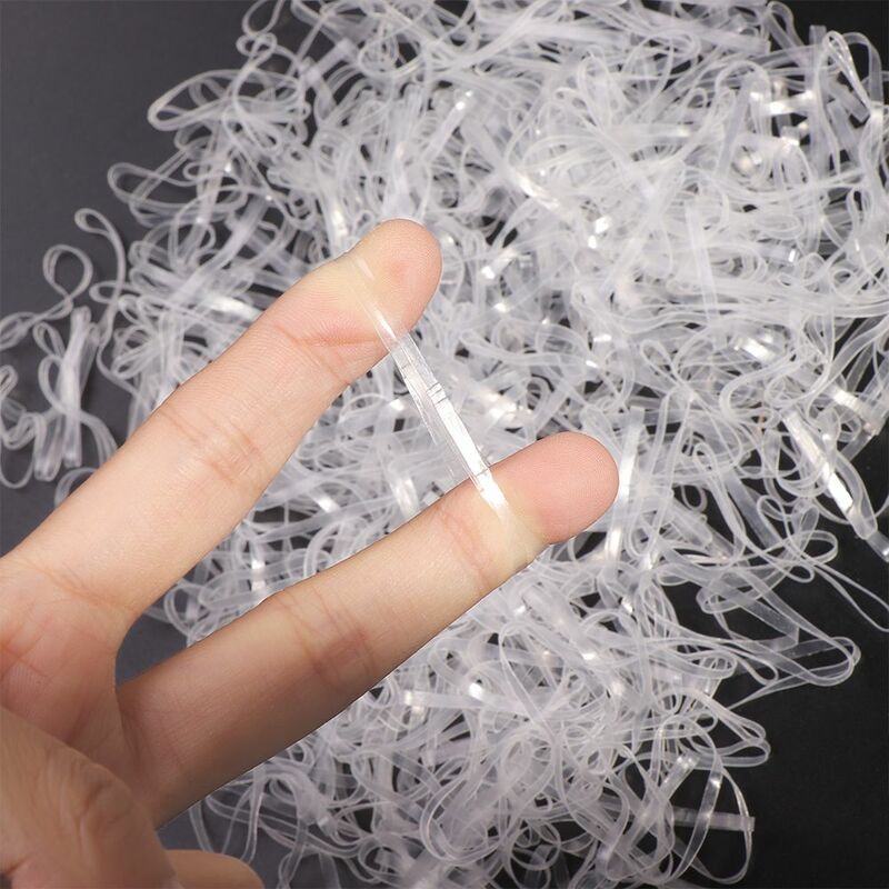 Girls Hair Styling Tool Transparent Clear Women Rubber Hair Band 500 Pcs Hair Ties Ponytail Holder Ropes
