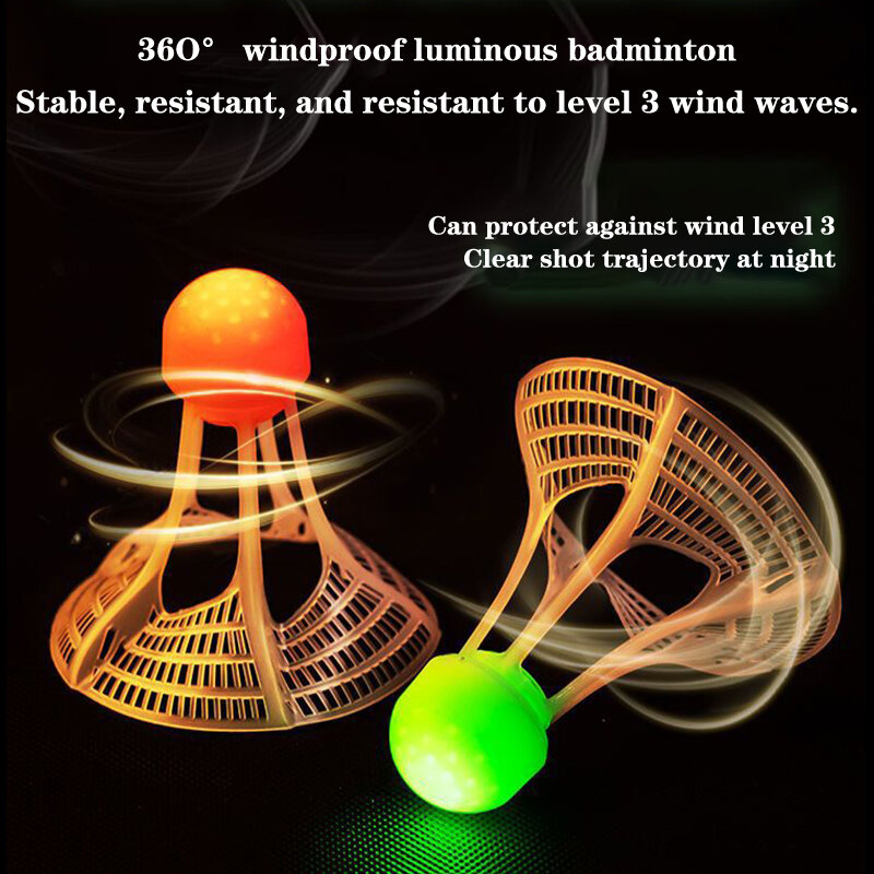 Outdoor Windproof luminosa Badminton Ball, alta elasticidade, borracha plástica, bola de treinamento, resistente, artigos esportivos