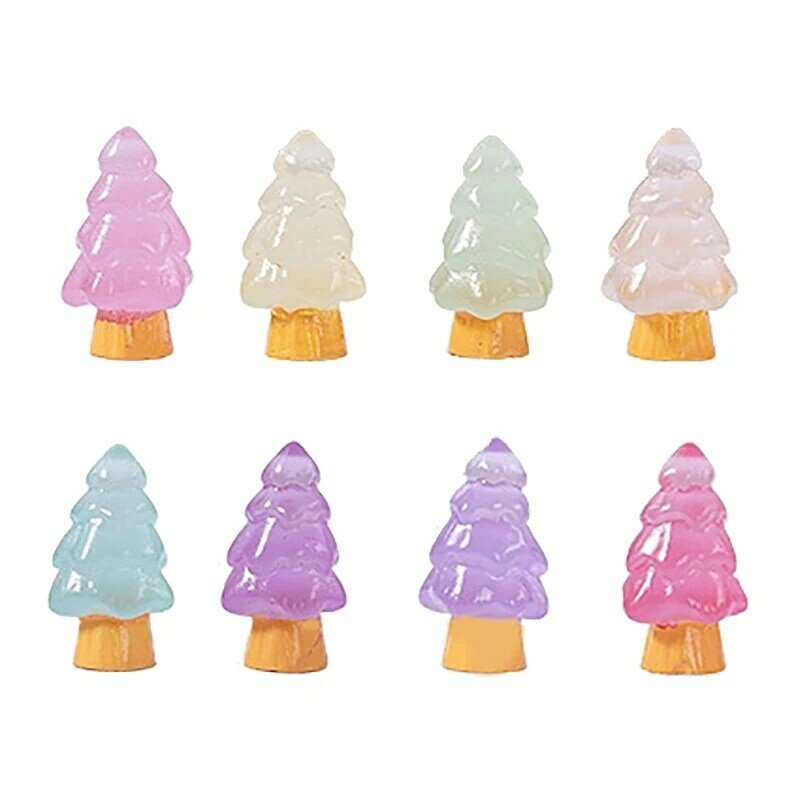 5Pcs Luminous Christmas Tree Ornament Mini Color Pine Tree Micro Landscape Decoration Dollhouse Miniature Toy