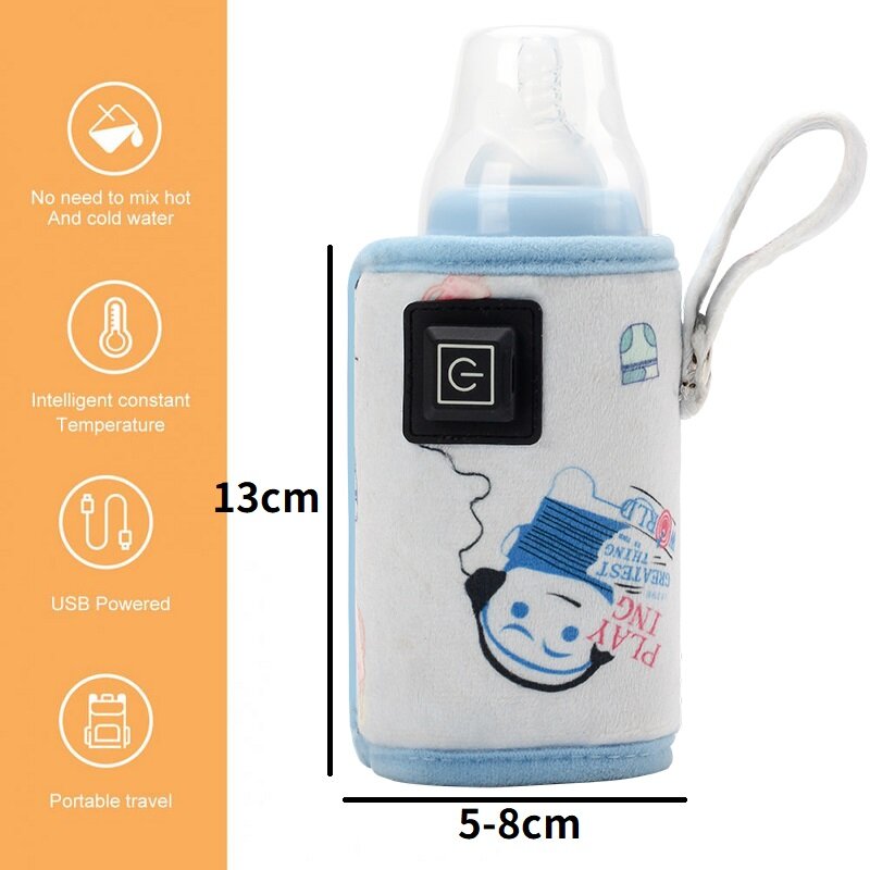 Calentador de agua y leche con USB, bolsa aislante para cochecito de viaje, calentador de biberones para lactancia de bebé, suministros seguros para niños, alimentación al aire libre, Invierno