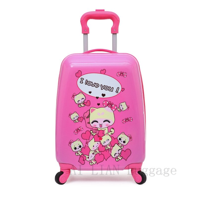 子供用ホイール付きスーツケース,16,18インチ,キャビンバッグ付きスーツケース,機内持ち込み手荷物,かわいい漫画付き