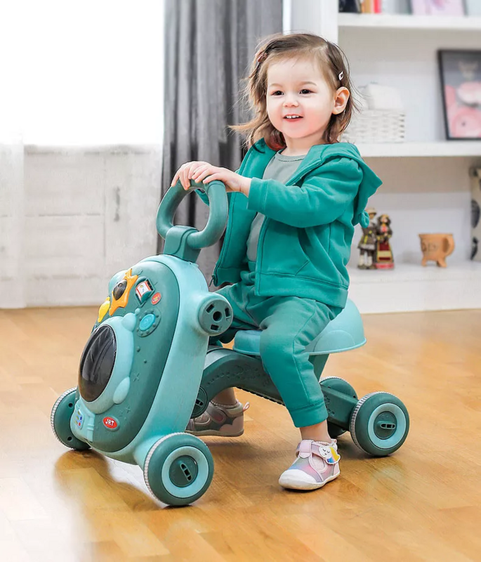 Walker troli bayi anak-anak, alat bantu jalan tiga dalam satu multifungsi mainan mobil