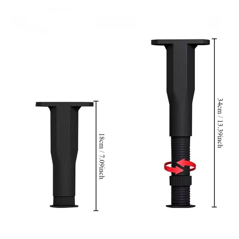 Pata de soporte central para muebles, de altura ajustable accesorio de plástico, con tornillos, color negro, 2 piezas