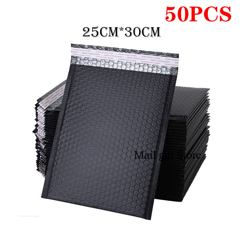 25x30cm Schwarz Blase Mailer 50 stücke Mailer Poly Blase Padded Mailing Umschläge für Verpackung Selbst Dichtung verschiffen tasche Blase Shop