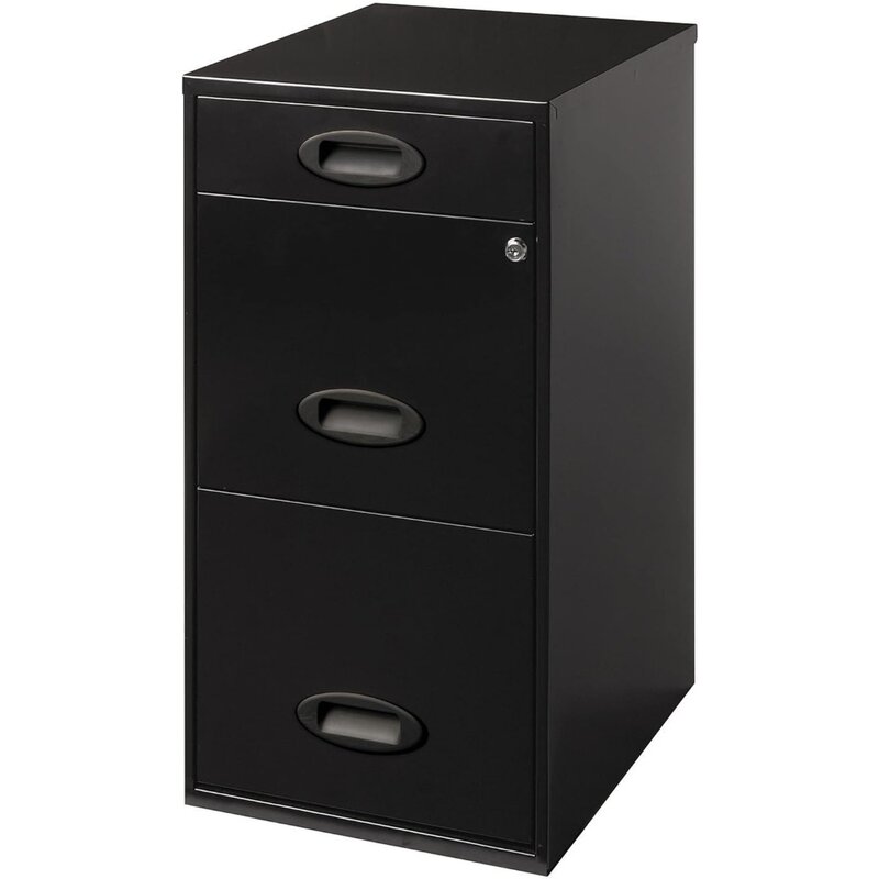 3-Drawer Organizer armário de arquivo vertical, preto, D, 18"