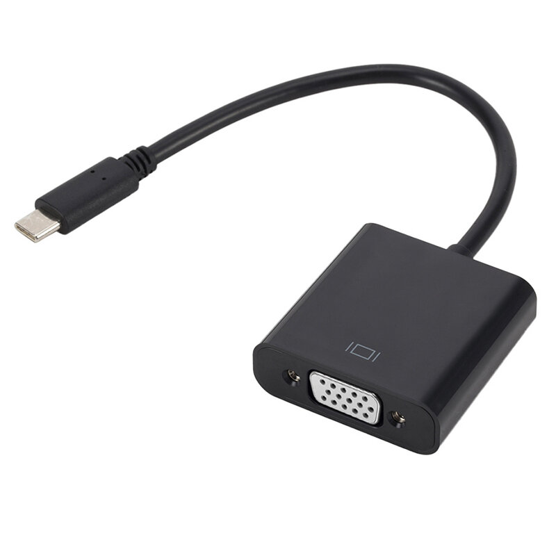 USB C Thunderbolt3 لمحول الفيديو ، كابل محول للكمبيوتر المحمول وجهاز العرض ، ذكر من النوع C إلى أنثى VGA ، أسود