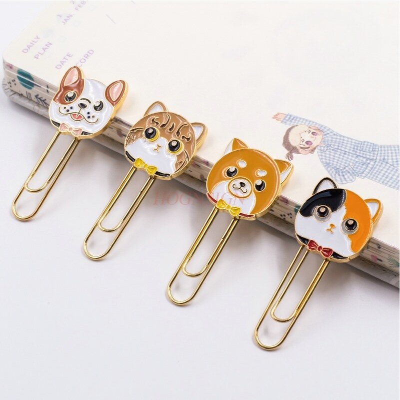 4pcs creative cartoon metal bookmarks, reading page clips, children's small gifts, fun shaped paper clips