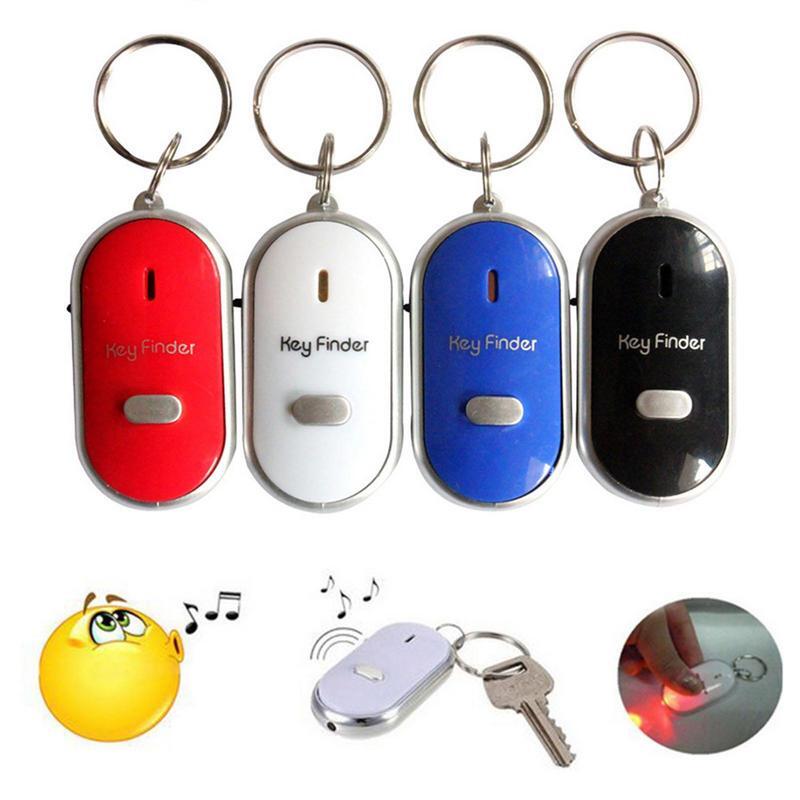 Pencari kunci Remote Control Anti hilang, pencari kunci Alarm dengan indikator LED dan Senter LED portabel peluit