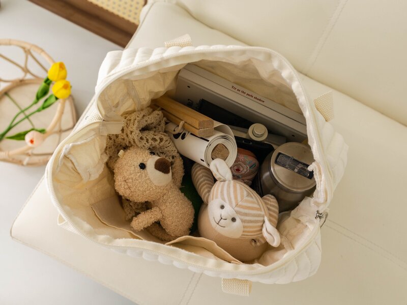 Tas ibu baru, tas ibu cetak lucu bordir, tas popok bayi baru lahir, kantong popok, perjalanan, tas penyimpanan kereta bayi